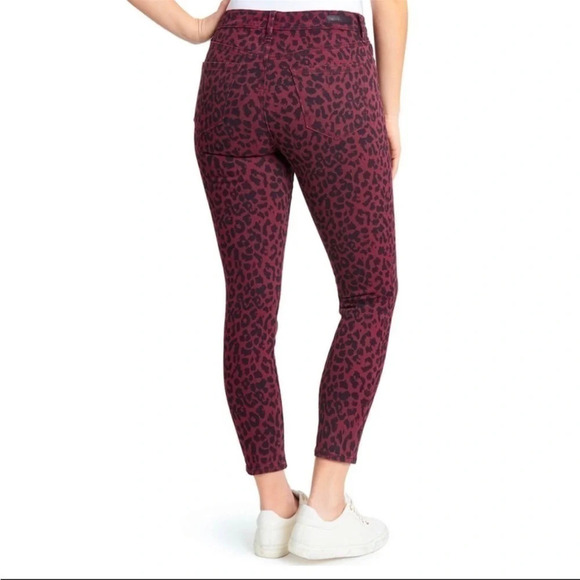 Social Standard by Sanctuary Skinny Ankle Jeans Maroon Cheetah Print Sz 6 NEW - Picture 2 of 9